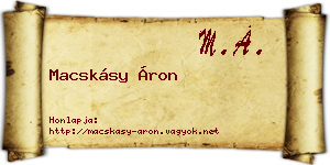 Macskásy Áron névjegykártya