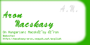 aron macskasy business card